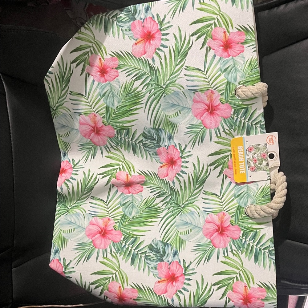 Floral Beach Tote Bag